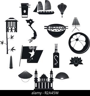 Vietnam icons set in simple style for any design Stock Vector