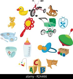 Baby cartoon icons set for web and mobile devices Stock Vector