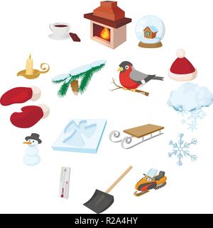 Winter icons icons set in cartoon style on a white background Stock Vector