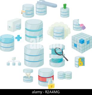 Data base icons set in cartoon style isolated on white Stock Vector