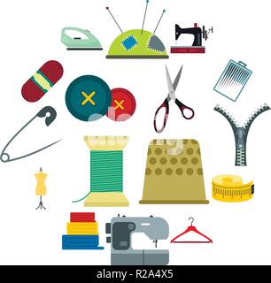 Sewing flat icon for web and mobile devices Stock Vector