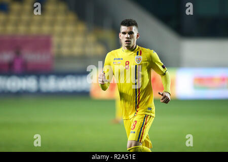 PLOIESTI, ROMANIA - Saturday November 17, 2018 - Romanian soccer player Ianis Hagi, son of famous Gheorghe Hagi, plays against Lithuania on a UEFA Nat Stock Photo