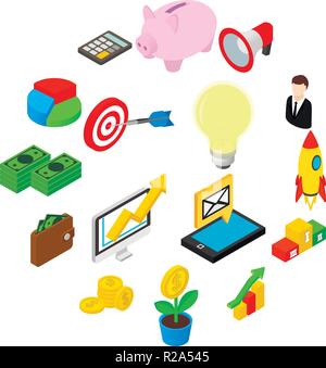 Business isometric icons isolated on white background Stock Vector