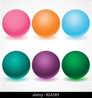 Set of multicolored spheres with shadows Stock Vector