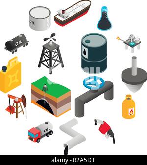 Oil and gas petroleum refining. Isometric pictures set Stock Vector ...