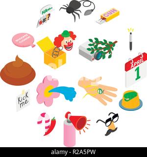 Joke icons set in isometric 3d style on white Stock Vector