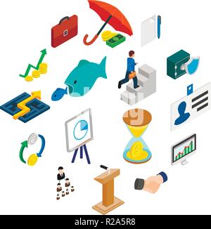 Business icons set in isometric 3d style on white  Stock Vector