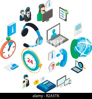 Computer service icons set in isometric 3d style isolated on white Stock Vector