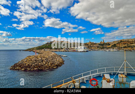 Entering Gozo port in Malta. Stock Photo