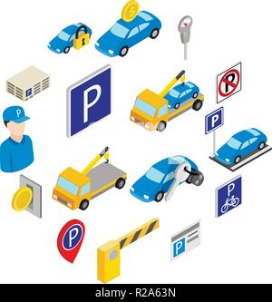 Parking set icons isolated on white background Stock Vector