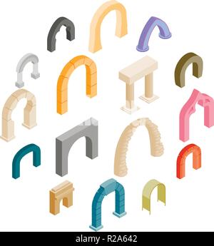 Arch set icons in isometric 3d style isolated on white background Stock Vector
