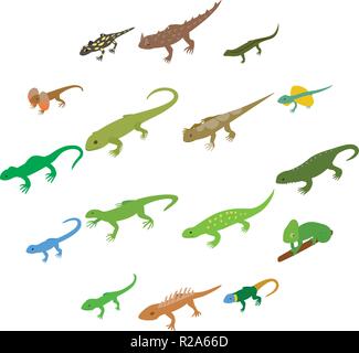 Lizard icons set in isometric 3d style on a white background Stock Vector