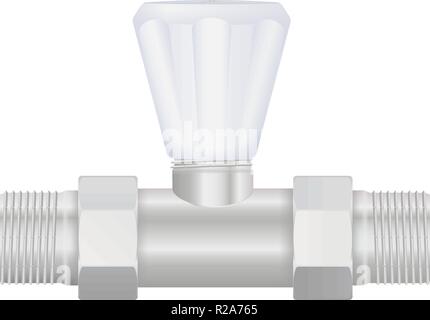 Water valve with plastic handle and metal fitting Stock Vector