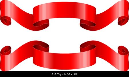 Red ribbon scrolls Stock Vector
