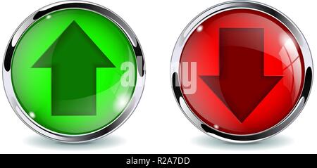 Glass 3d buttons. Up and down Stock Vector
