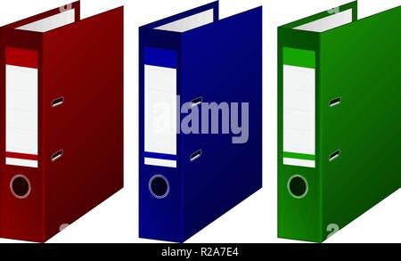 Paper folders. Colored ring binders Stock Vector