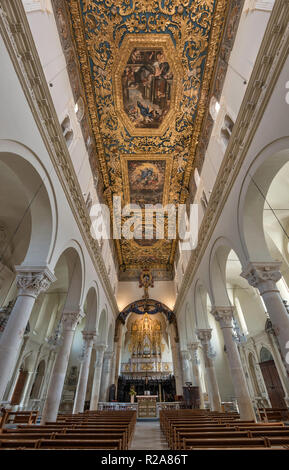 Framed canvases at ceiling at Assumption Cathedral, in Gravina in Puglia, Apulia, Italy Stock Photo