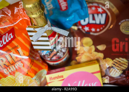 Snacks in a big pile on a table. Stock Photo
