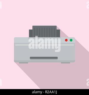 Grey printer icon. Flat illustration of grey printer vector icon for web design Stock Vector
