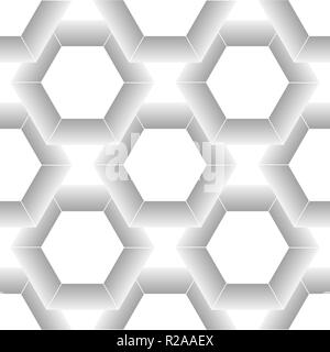 White seamless geometric texture. Origami paper style. Hexagonal elements. 3D rendering background. eps10 Stock Vector