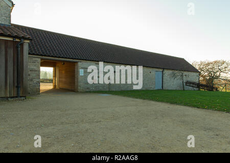 Folly Farm Centre near Bristol, view of one of the accommodation blocks Stock Photo