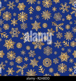 Christmas icons snow  seamless pattern, Happy Winter Holiday tile background with New Year Tree, Snow and Stars. Snowflakes ornamental design elements Stock Vector