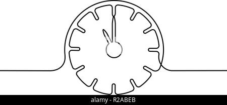 Continuous one line drawing. Clock with arrows icon on white background. Vector illustration for banner, web, design element, template, postcard. Stock Vector