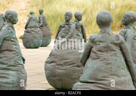 South Shields/England - October 14th 2017: Conversation Piece aka The Weebles weird and wonderful statues by Juan Munoz South Shields/England - October 14th 2017: Conversation Piece aka The Weebles weird and wonderful statues by Juan Munoz