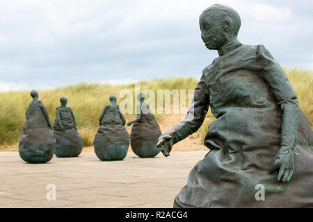 South Shields/England - October 14th 2017:  Conversation Piece aka The Weebles weird and wonderful statues by Juan Munoz