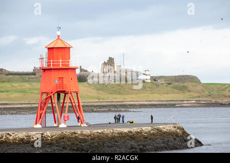 South Shields/England - October 14th 2017: South Shields pier with people fishing
