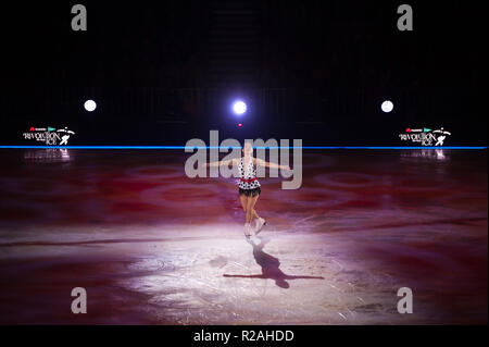 Malaga, MALAGA, Spain. 17th Nov, 2018. Japanese figure skater Youka Sato seen performing on ice during the show.Revolution on Ice Tour show is a spectacle of figure skating on ice with an international cast of world champion skaters, headed by the Spanish skater Javier FernÃ¡ndez. The show also features musical and acrobatics performances. Credit: Jesus Merida/SOPA Images/ZUMA Wire/Alamy Live News Stock Photo