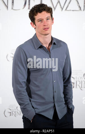 Madrid, Spanien. 16th Nov, 2018. Callum Turner at the Photocall for the movie 'Animales fantásticos: Los Crímenes de Grindelwald/Fantastic Beasts: The Crimes of Grindelwald/Fantastic Beasts: Grindelwald's Crime' at the Hotel Villamagna. Madrid, 16.11.2018 | usage worldwide Credit: dpa/Alamy Live News Stock Photo