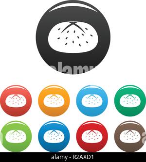 Bun icon. Simple illustration of bun vector icons set color isolated on white Stock Vector