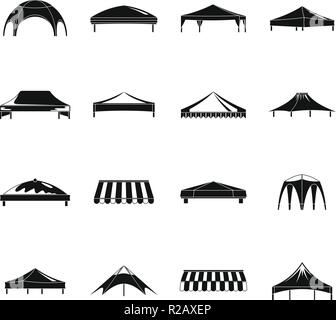 Canopy shed overhang icons set. Simple illustration of 16 canopy shed overhang vector icons for web Stock Vector