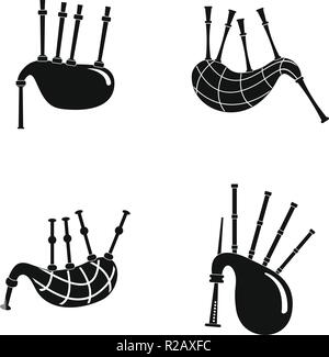 Bagpipes scotland scottish icons set. Simple illustration of 4 bagpipes scotland scottish vector icons for web Stock Vector