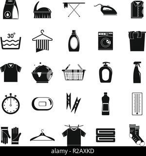 Laundry service icons set. Simple illustration of 25 laundry service vector icons for web Stock Vector