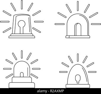 Flasher siren icons set. Outline illustration of 4 flasher siren icons for web Stock Vector