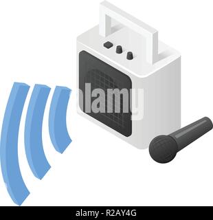 Speaker and microphone icon. Isometric of speaker and microphone vector icon for web design isolated on white background Stock Vector