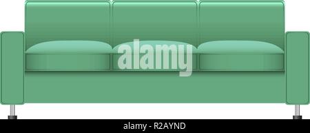 Mint color sofa mockup. Realistic illustration of mint color sofa vector mockup for web design isolated on white background Stock Vector
