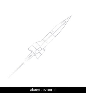 V2 German World War 2 Rocket launch line drawing sketch Stock Photo