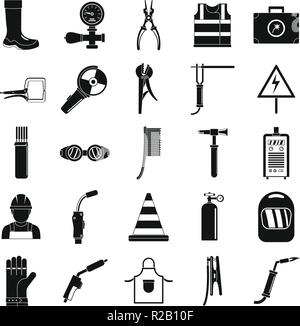 Welder equipment icons set. Simple illustration of 25 welder equipment cargo vector icons for web Stock Vector