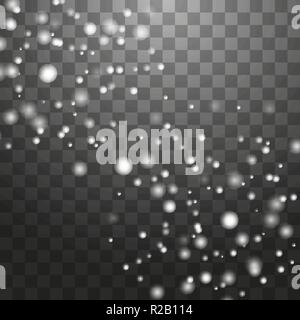 Vector falling snow effect isolated on transparent background with blurred bokeh. Stock Vector