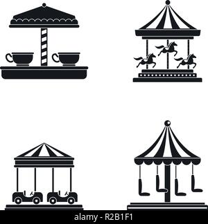 Carousel carnival horse icons set. Simple illustration of 4 carousel carnival horse vector icons for web Stock Vector