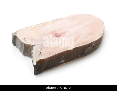 Frozen  raw fish steak isolated on white Stock Photo