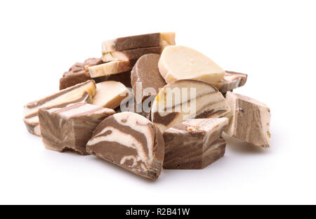 Pile of various halva pieces isolated on white Stock Photo