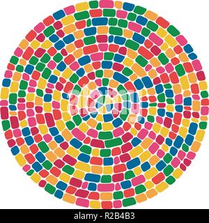 vector abstract colorful mosaic round pattern. pebble stone mosaic circle background Stock Vector