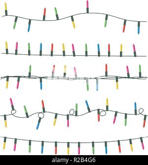 vector strings of christmas light lamps. decorative background with electric lights Stock Vector
