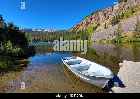 Rowing Boat on Twin Lakes, Mammoth Lakes, California, United States of America Stock Photo