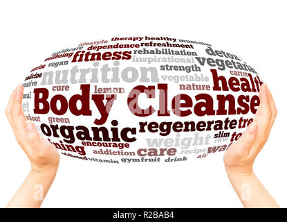 Body Cleanse word cloud hand sphere concept on white background. Stock Photo