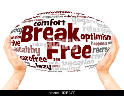 Break Free word cloud hand sphere concept on white background. Stock Photo